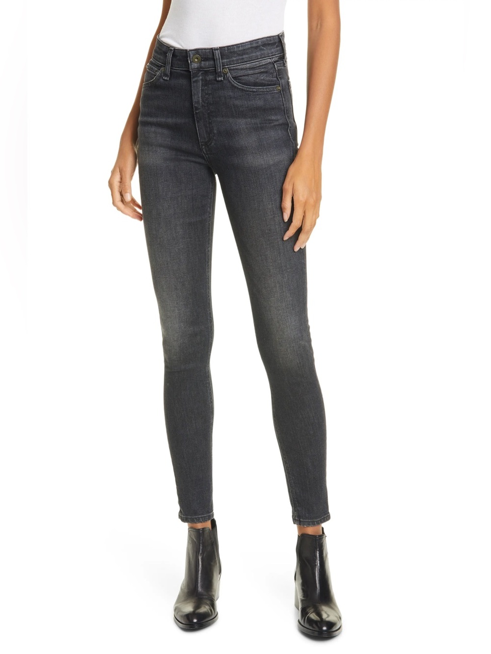 Rag & Bone Nina High Rise Ankle Skinny Jeans in Royal Oak Gray 28